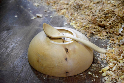 Ciotola e cucchiaio in legno d' acero