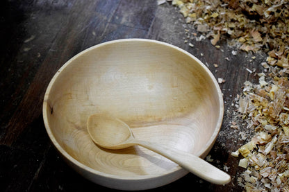 Ciotola e cucchiaio in legno d' acero