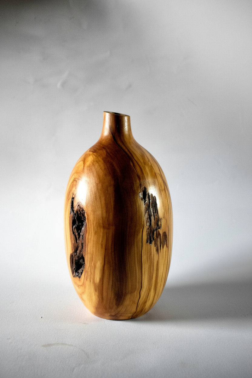 Olea, vaso porta fiori in Legno di Ulivo