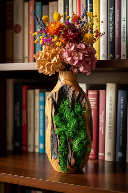 Olea, vaso porta fiori in Legno di Ulivo